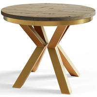 ESSZIMMERTISCH LOFT, ausziehbarer Tisch 120 cm/200 cm, Farbe: Mattbraun, mit Metallbeinen in Farbe Gold - Hellbraun/Goldfarben, Holzwerkstoff (120/120/76cm) - Alpi-Möbel