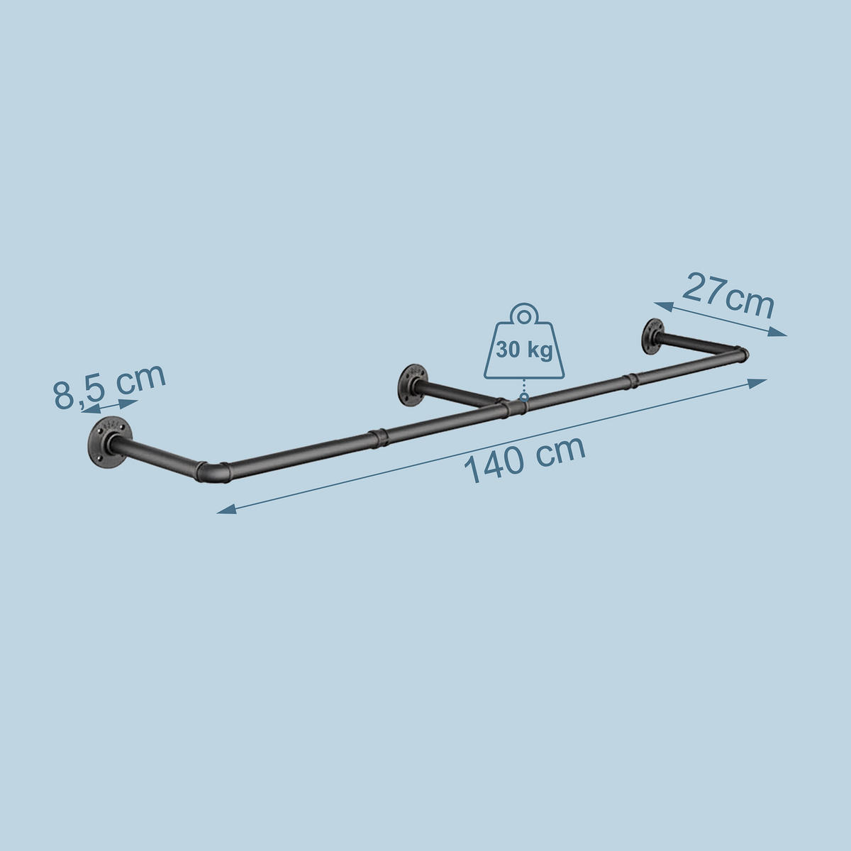 NÁSTENNÁ tyč - čierna, plast (140/8.5/27cm) - Relaxdays