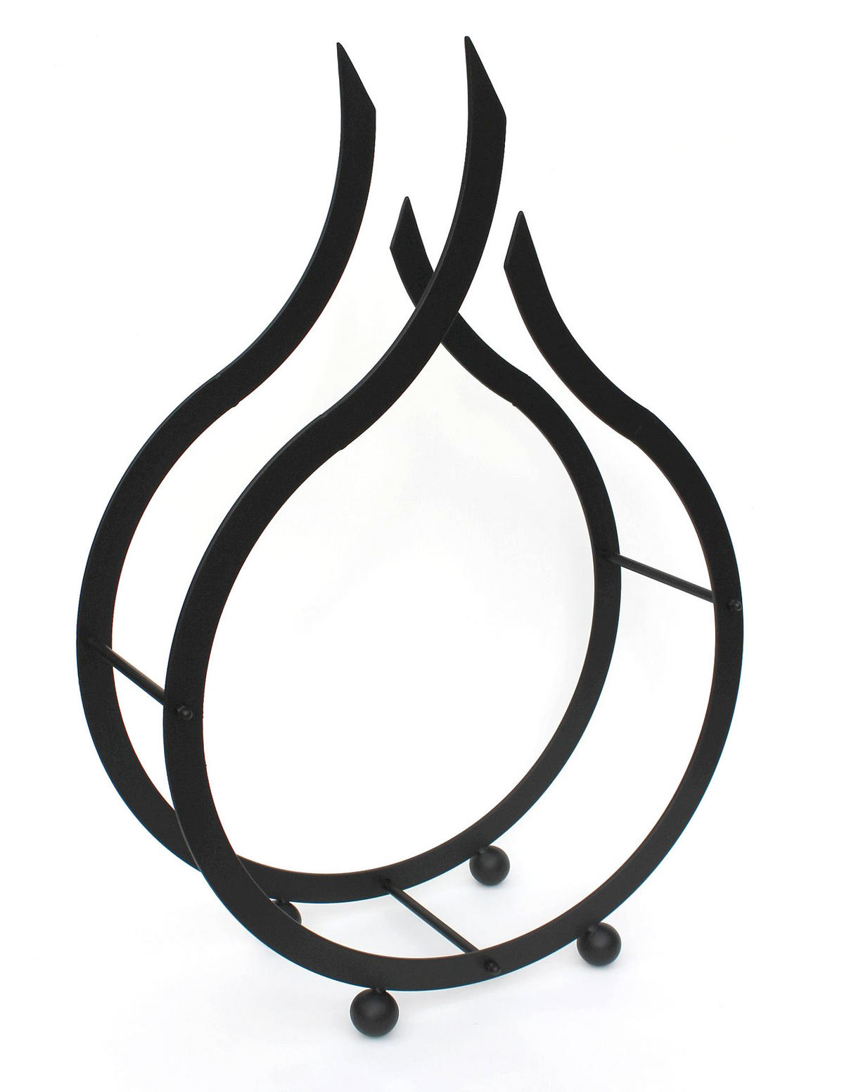 KAMINHOLZREGAL Flamme Metall Schwarz 78 cm - Schwarz, Metall (54/78/19cm) - DanDiBo