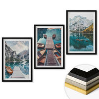 WANDBILDER 3er-Set - 40x60 cm Schwarzer Rahmen - See, Brücken, Berge - Schwarz, Kunststoff (40/60cm) - ArtPrintCave
