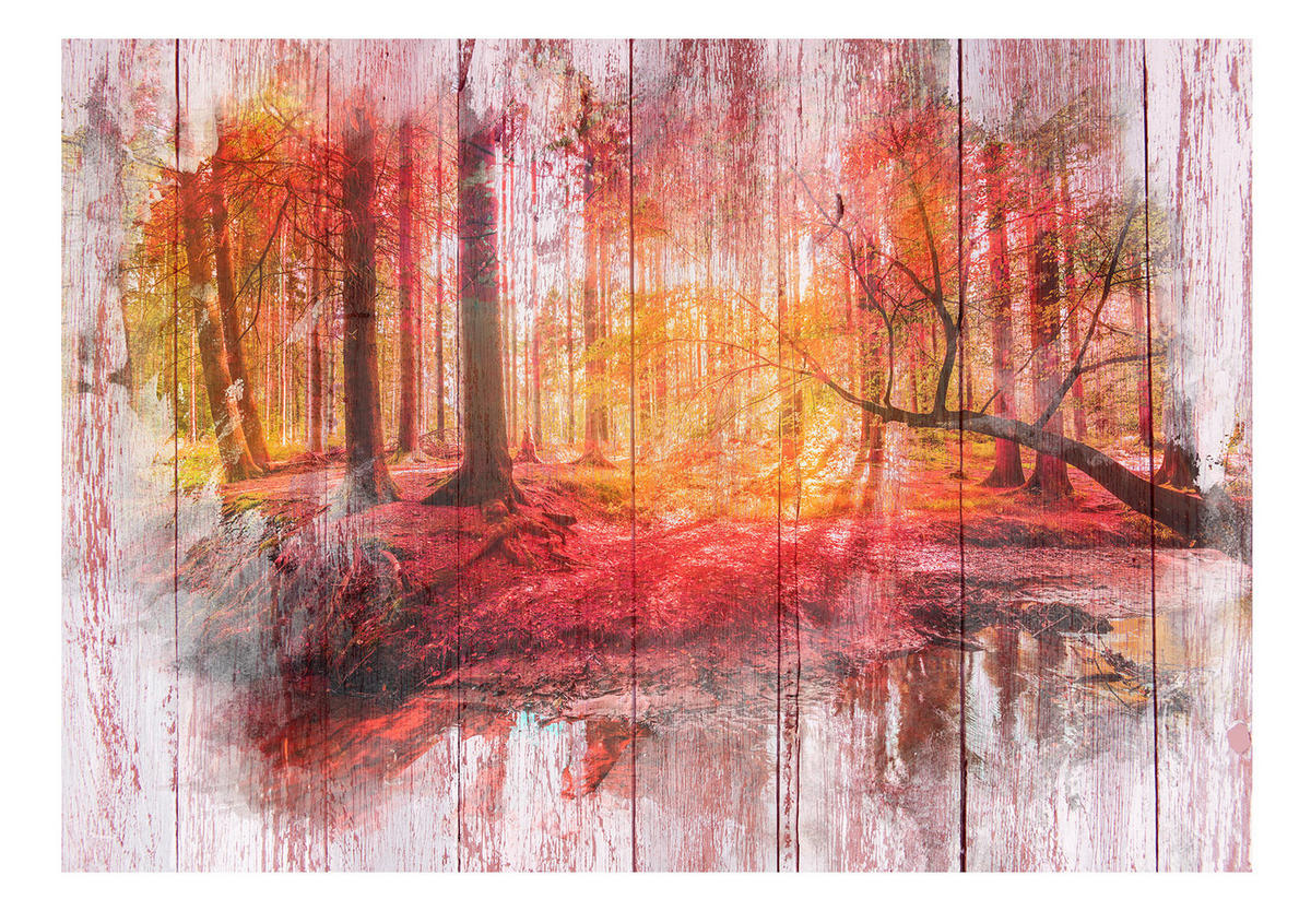 VLIESTAPETE Rot 350/245 cm - Rot/Grau, Textil (350/1cm) - KUNSTLOFT
