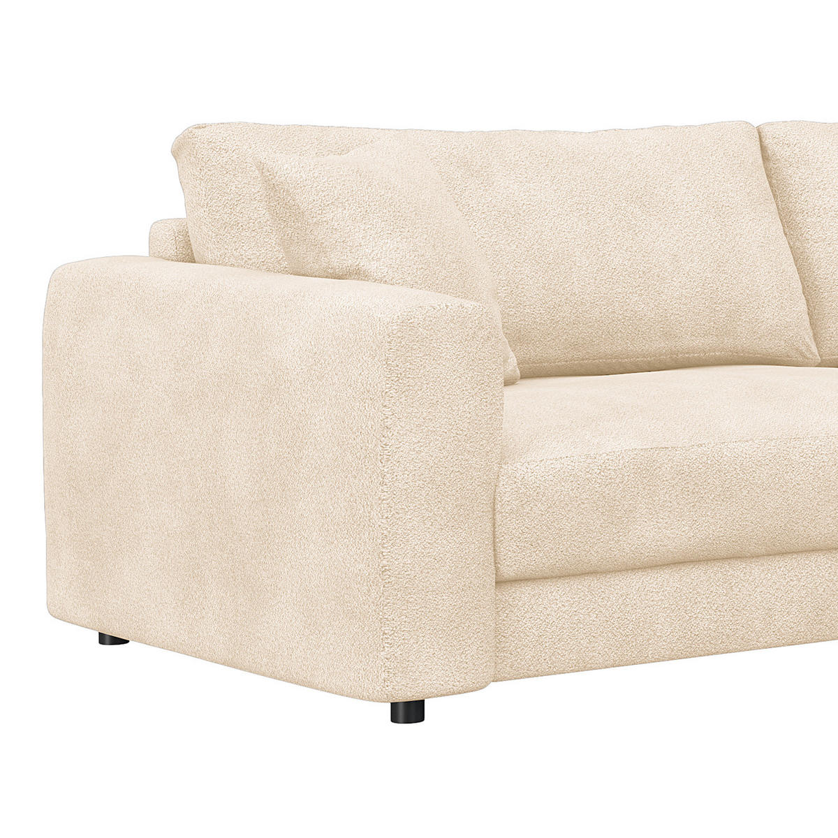 ECKSOFA mit Longchair - Beige/Schwarz, Kunststoff/Textil (238/183cm) - home24