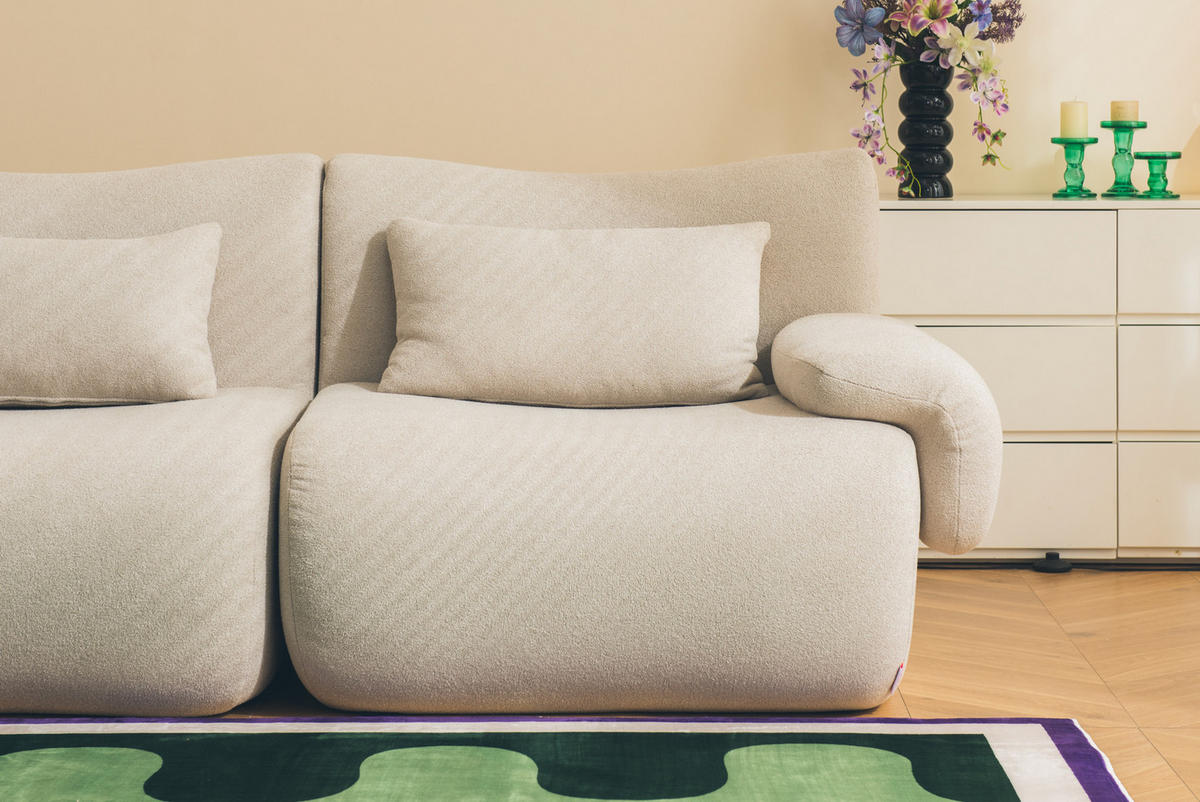 2-SITZER-SOFA Bouclé-Stoff Steinbeige - Greige, Textil (194/73/95cm) - MILYsofa