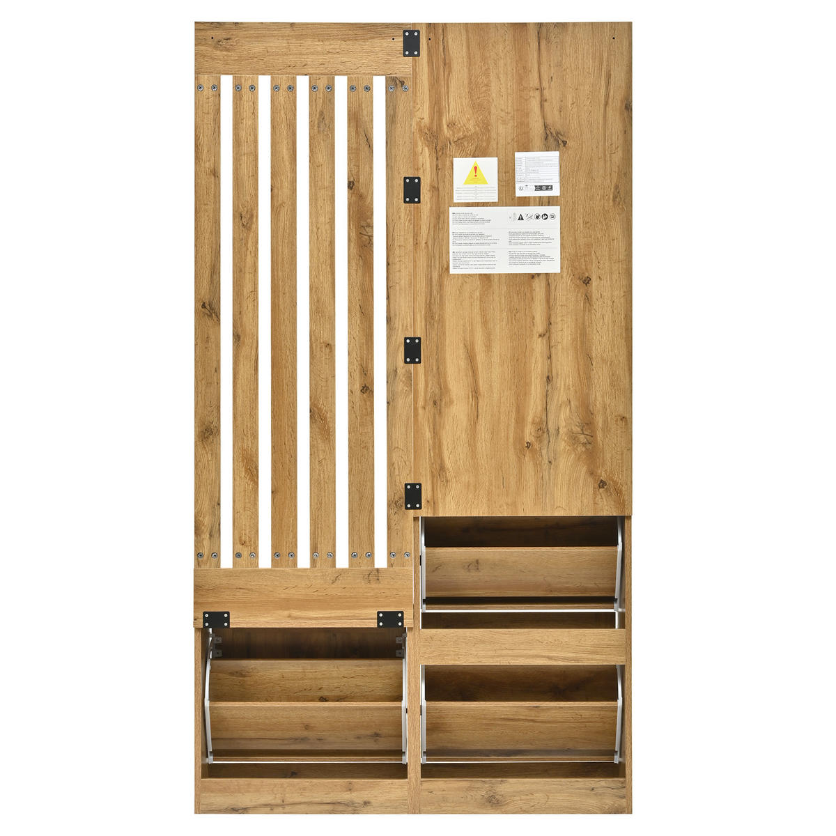 GARDEROBE Set mit Spiegel Sitzbank Schuhschrank Haken - Naturfarben, Holzwerkstoff (99.5/180/26cm) - FLIEKS