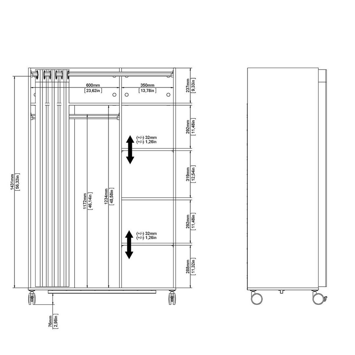 KLEIDERSCHRANK, Kit, Weiß, Holzwerkstoff, 100 x 49 x 160 cm - Weiß, Holzwerkstoff (100/160/49cm) - ebuy24