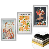 WANDBILDER 3er Set - 40x60 cm Silberner Rahmen - Blumenporträts mit Blumensträußen - Silberfarben, Kunststoff (40/60cm) - ArtPrintCave