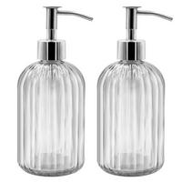 SEIFENSPENDER 2er Set Glas mit Pumpe 400ml Weiß - Weiß, Glas (5/18/5cm)