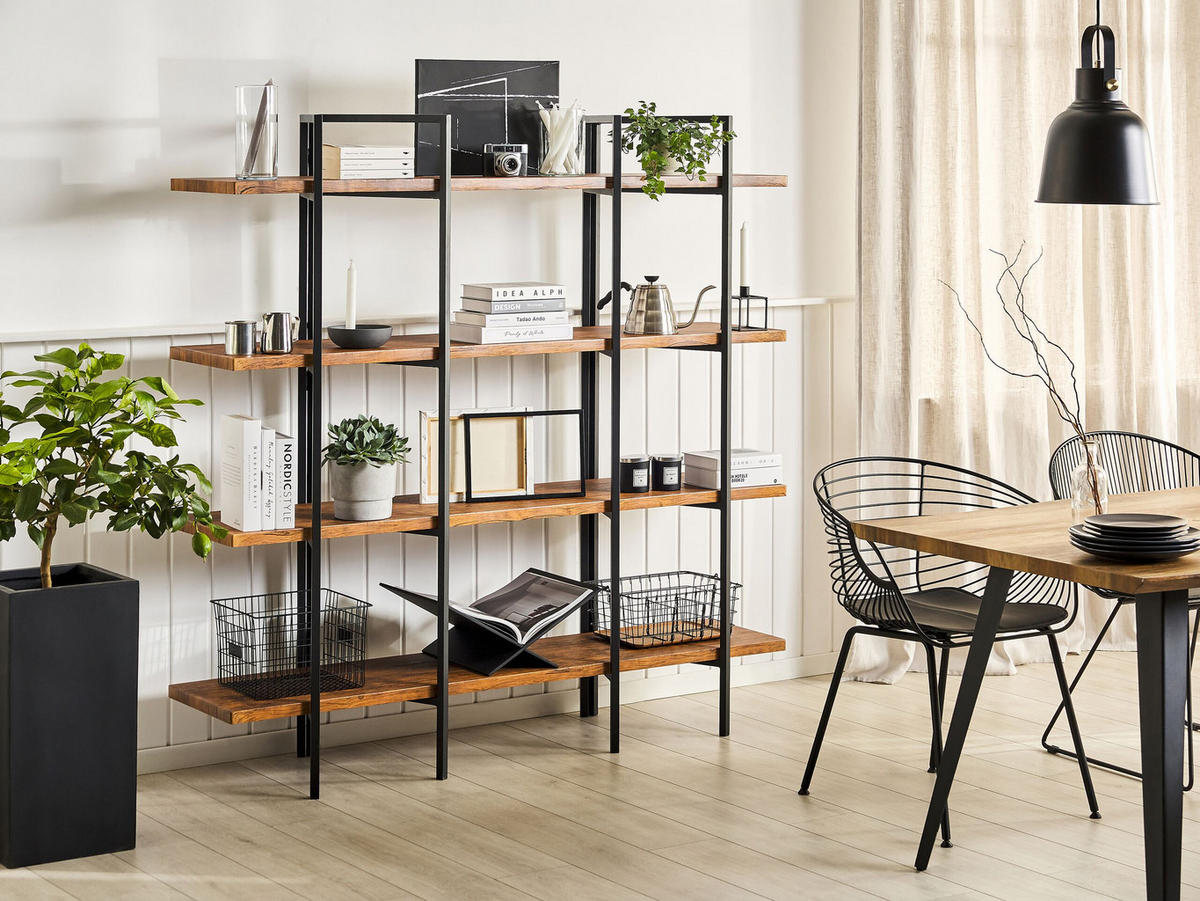 BÜCHERREGAL 4 Fächer Compton - Dunkelbraun, Holzwerkstoff (160/165/36cm) - Beliani