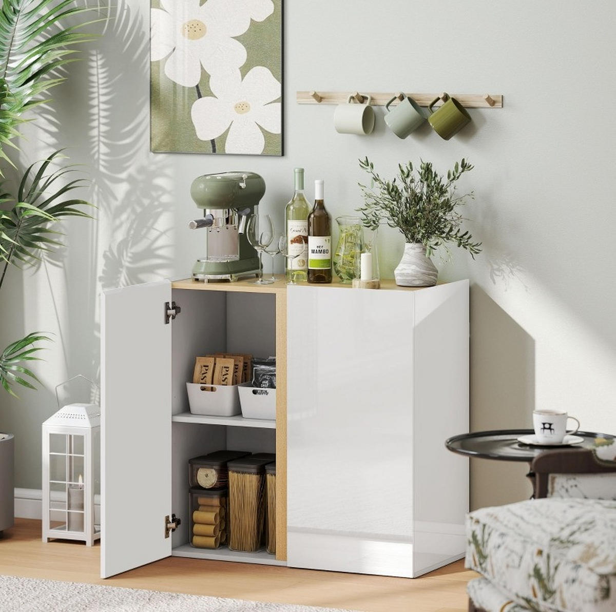 SIDEBOARD 80/40/80 cm mit Soft-Close-Türen und verstellbarem Regal, Weiß - Weiß, Holz (80/80/40cm) - Redom