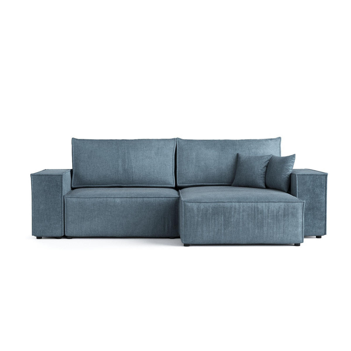 ECKSOFA CAVO mit Schlaffunktion Blau im Wind Stoff - Blau/Schwarz, Holz/Holzwerkstoff (255/148cm) - AltaBeds