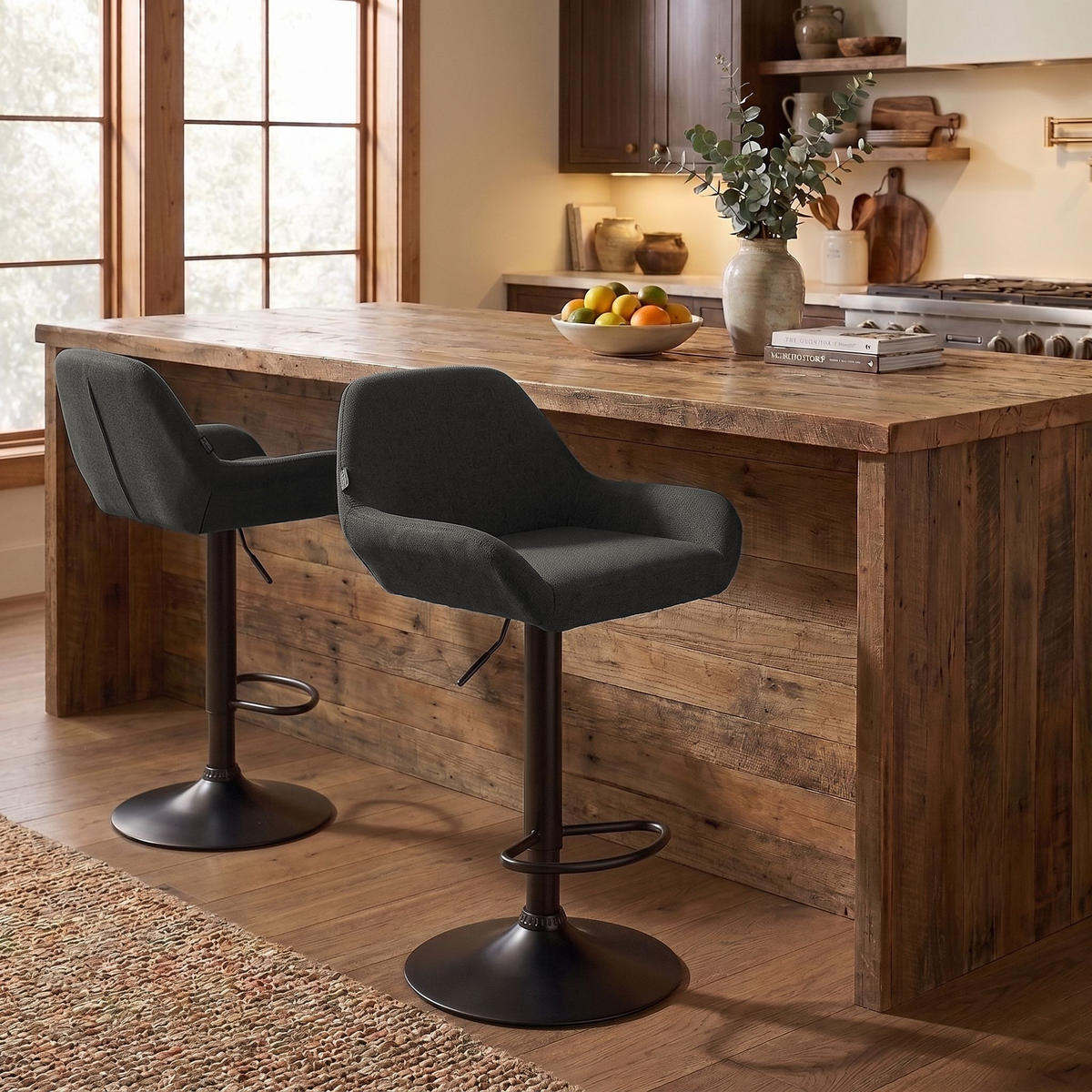 BARHOCKER Stoff dunkelgrau - Dunkelgrau/Schwarz, Textil/Metall (51/89/52cm) - CLP