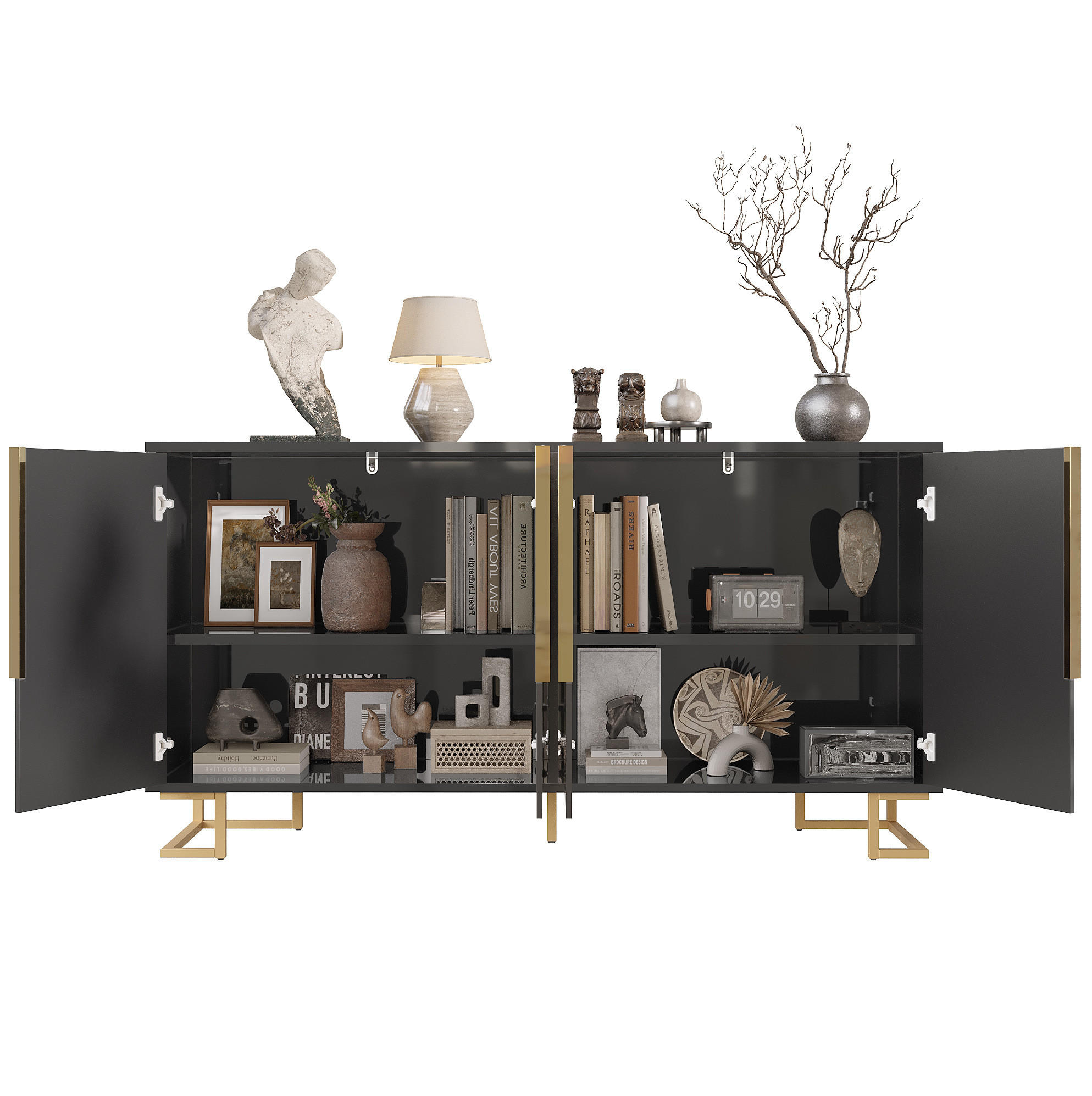 Modenvie Sideboard Schwarz 152x75x40 cm