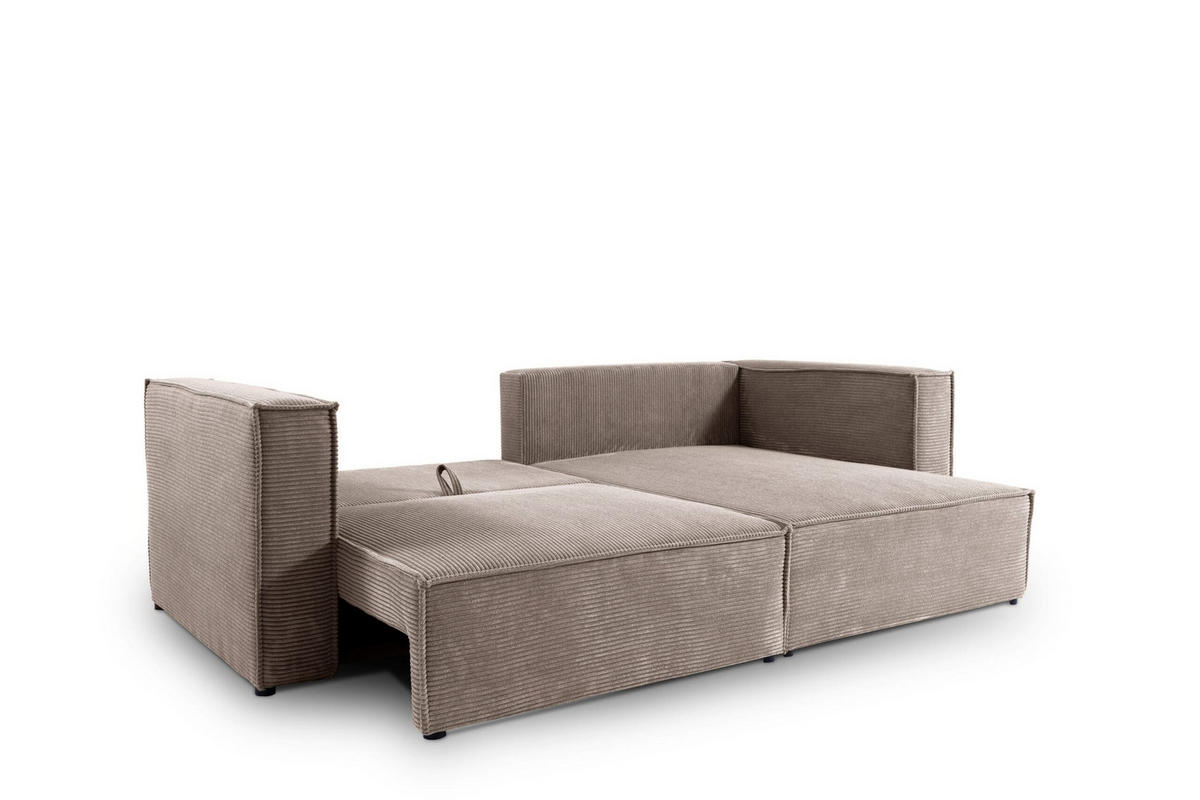 ECKSOFA mit Schlaffunktion Cord Grau - Grau, Textil (245/148cm) - Furnisell
