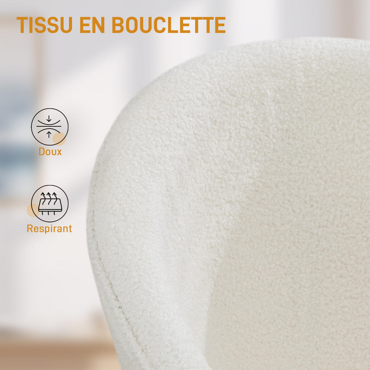 DREHSTUHL DE-11836 mit Teddy-Stoff & höhenverstellbar Creme - Creme, Metall (58.5/86/60cm) - ComfortXL