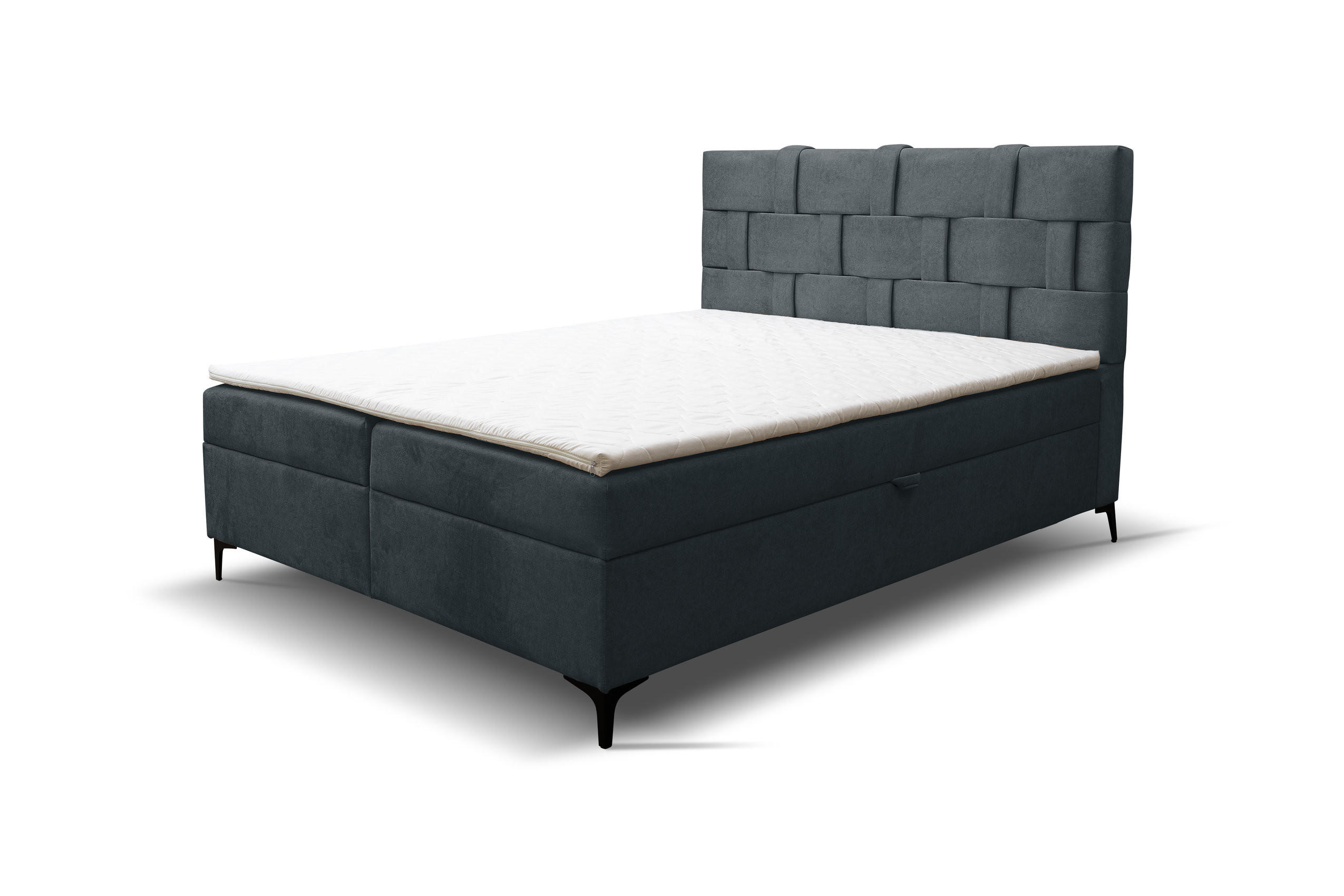 BOXBETT Charlotte mit 2 Bettkästen, Maße: 180x200 cm, Farbe: Dunkelgrau, Velourstoff, mit Bonell-Matratze inkl. Topper - Dunkelgrau, Holz/Kunststoff (180/200cm) - VENASI MÖBEL