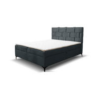 BOXBETT Charlotte mit 2 Bettkästen, Maße: 180x200 cm, Farbe: Dunkelgrau, Velourstoff, mit Bonell-Matratze inkl. Topper - Dunkelgrau, Holz/Kunststoff (180/200cm) - VENASI MÖBEL
