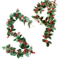 WEIHNACHTS-GIRLANDE 2 Meter mit roten Beeren und Stechpalmenblättern - Multicolor, Kunststoff (200cm)