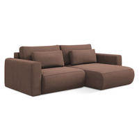 ECKSOFA mit Schlaffunktion Strukturstoff Stoff Pink - Pink/Hellrosa, Kunststoff/Textil (240/149cm) - Makamii