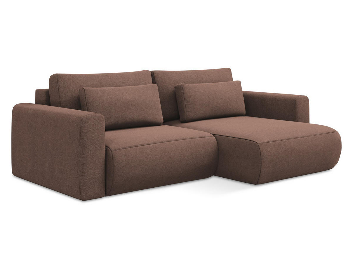 ECKSOFA mit Schlaffunktion Strukturstoff Stoff Pink - Pink/Hellrosa, Kunststoff/Textil (240/149cm) - Makamii
