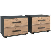 NACHTTISCH Stockholm 2er Set graphit / Edeltanne je 52 / 38 / 40cm - Graphitfarben, Holz/Holzwerkstoff (52/40/38cm) - Wimex
