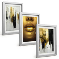 BILDER SET 3er Set - 20x30 cm Silberner Rahmen - Abstrakte Porträtmalerei - Silberfarben, Kunststoff (20/30cm) - TULUP