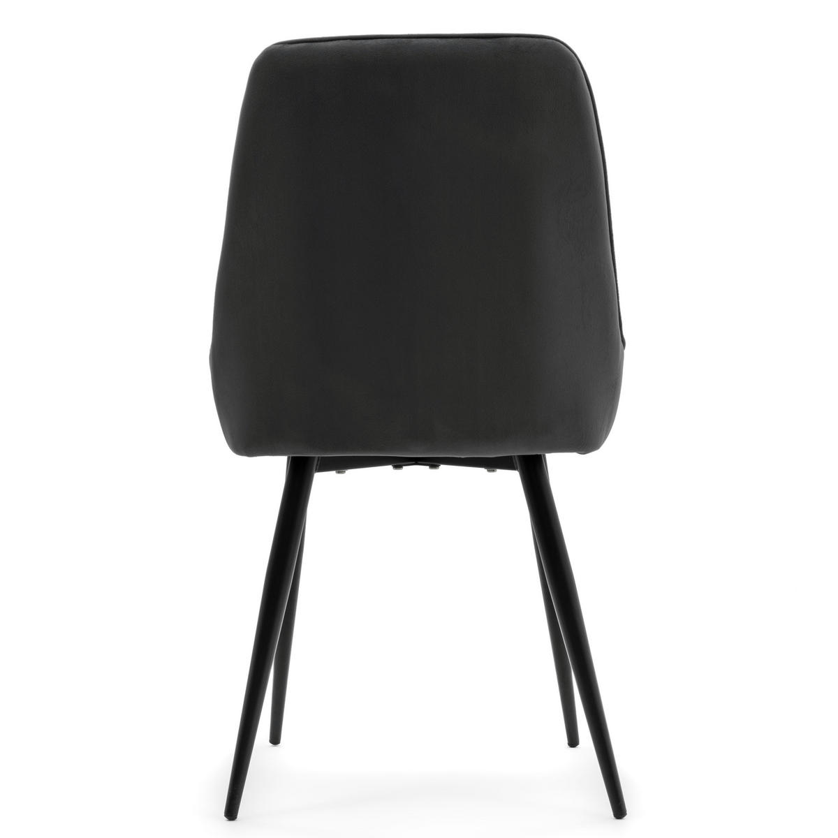 STUHL LUCA gepolstert mit Steppung - grau schwarze Beine - Samt Velours - Schwarz/Grau, Textil/Metall (51/88/50cm) - NEW HOME