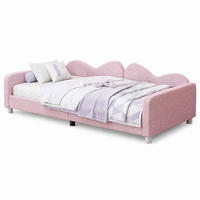 KINDERBETT 90/200 mit Rückenlehne und Armlehnen aus Teddystoff in Rosa - Rosa, Holzwerkstoff/Textil (90/200cm) - EVRYAE