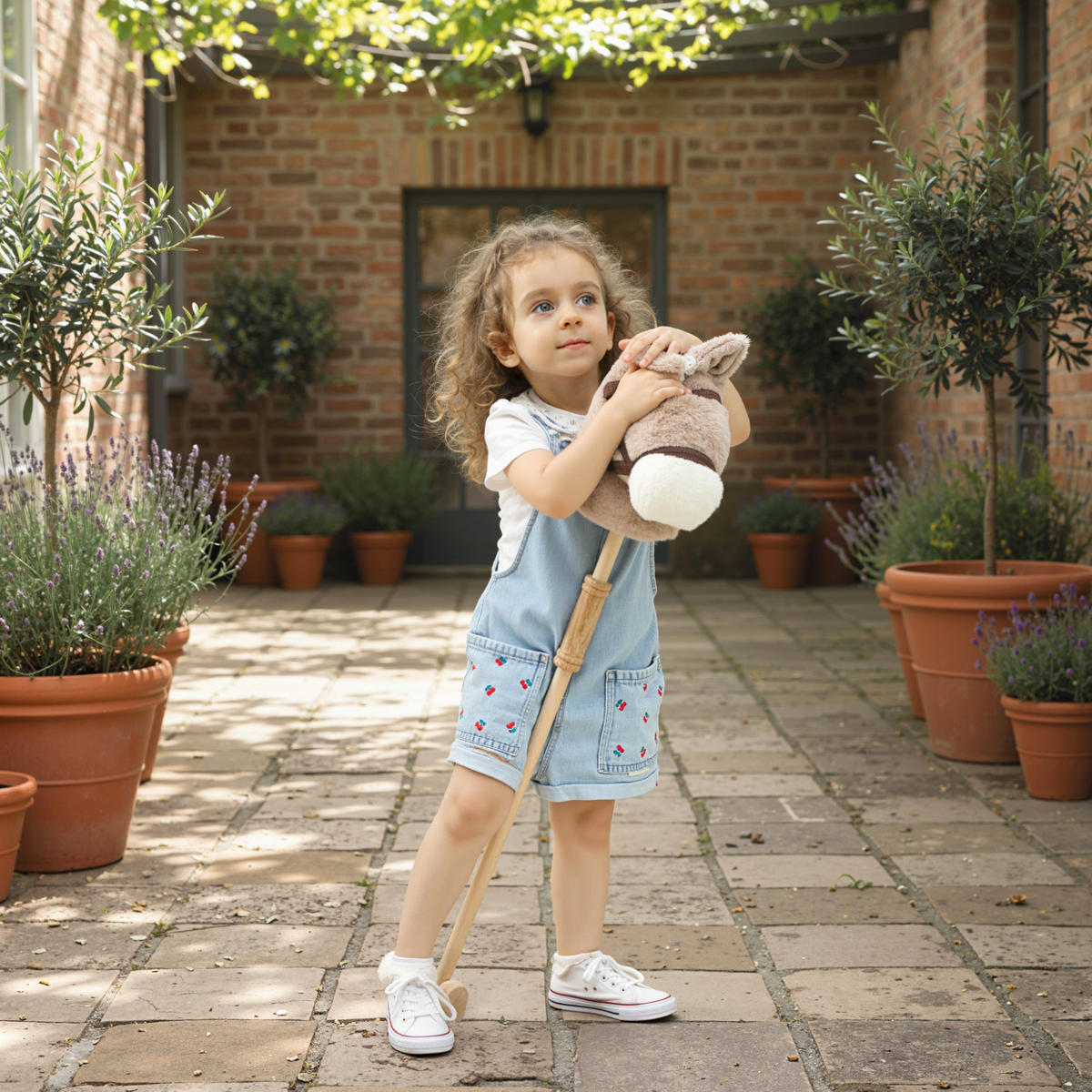 STECKENPFERD Polyester Pappelholz Grau - Grau, Textil (25/95cm) - AIYAPLAY