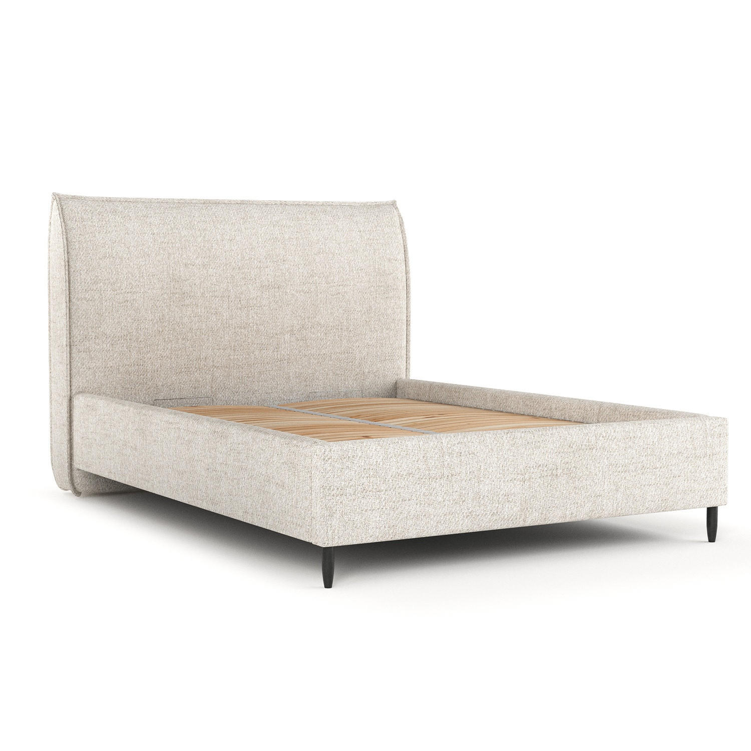 POLSTERBETT Shell Creme 120/200 cm im Webstoff - Creme/Schwarz, Holz/Holzwerkstoff (120/200cm) - Maison de Reve