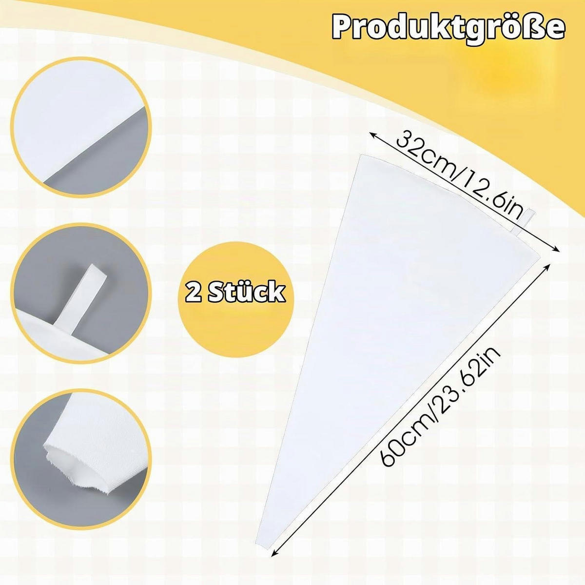 SPRITZBEUTEL 2-teiliges Set Stoff Weiß - Weiß, Textil (60/32/60cm)
