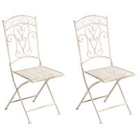 GARTENSTUHL 2er-Set Hellbeige Juina - Beige, Metall (45/95/45cm) - Beliani