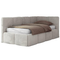 JUGENDBETT ARVO 90/200 - Hellgrau Plüsch - Foam-Matratze - Rechts Seite - Hellgrau, Textil (90/200cm) - MKS