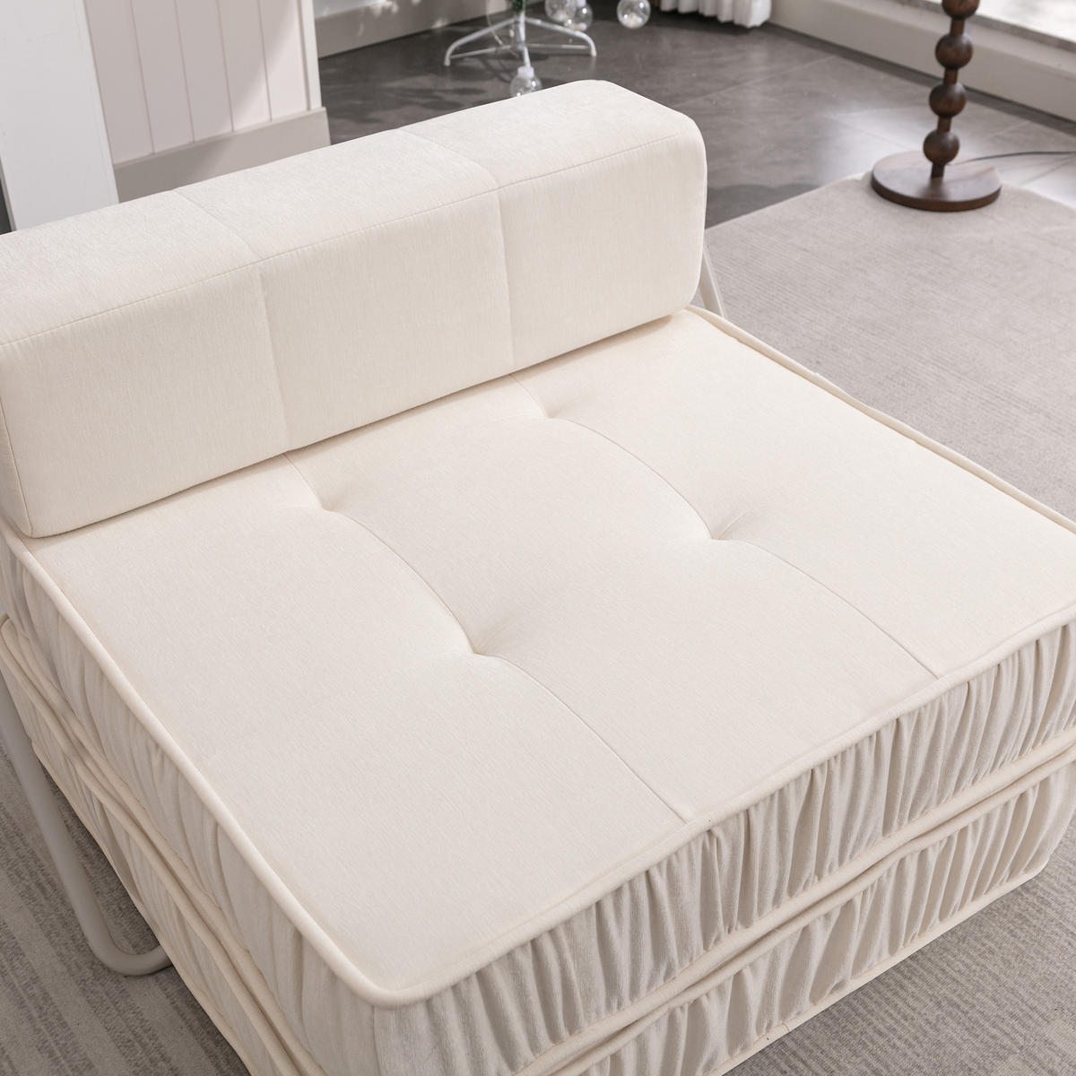 SCHLAFSOFA PANG-K8M4T2 Weiß - Ahornfarben, Fell (92/64/92cm) - PANGIVO