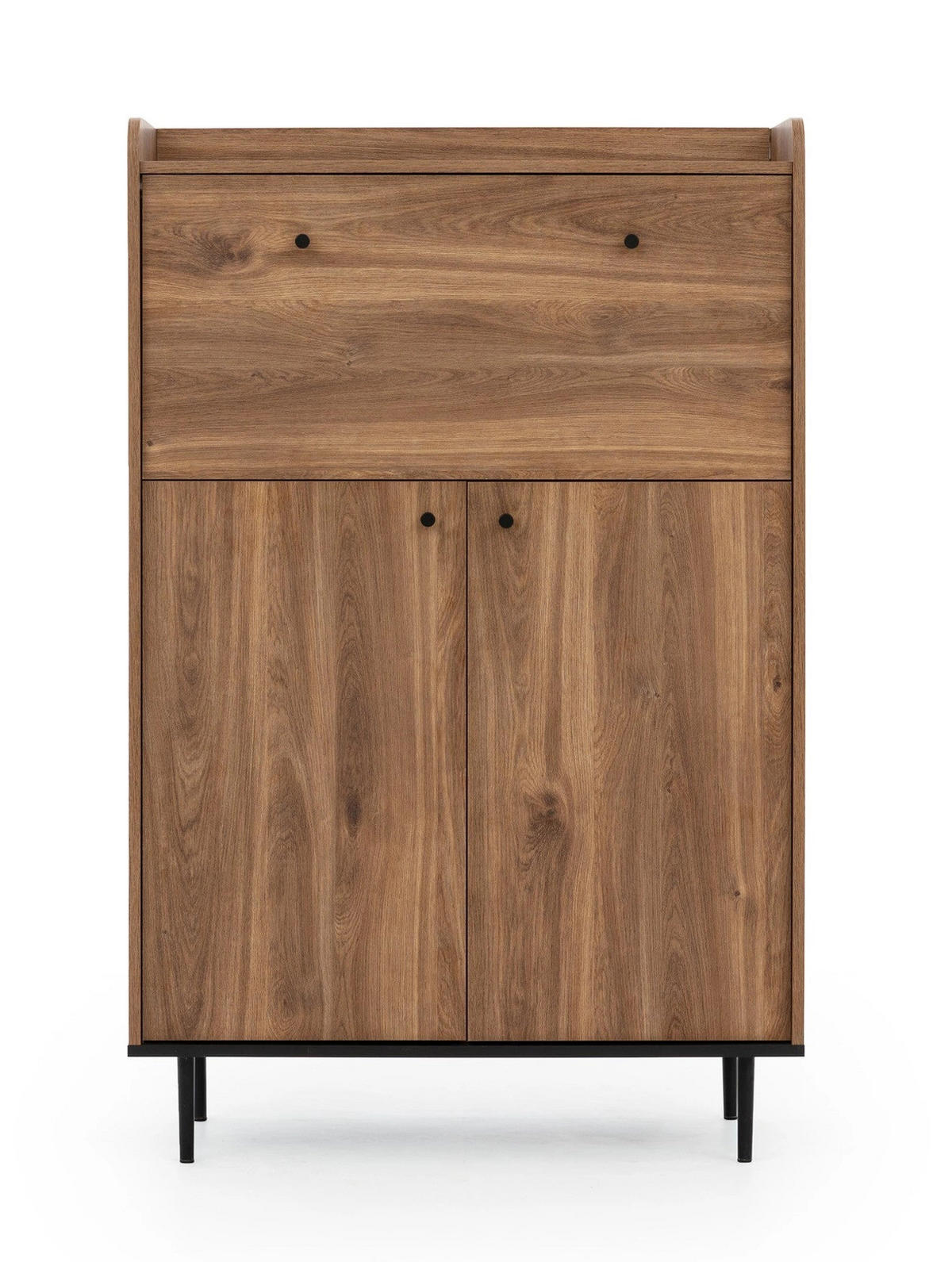 HIGHBOARD Nero KB90 90/45/140 mit Barschrank - Hellbraun/Schwarz, Holzwerkstoff/Metall (90/140/45cm) - Ravio