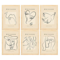 POSTER Set Mit 6 Illustrationen Von Pablo Picasso Frieden A3 Rahmen Aus Hellem Holz - Beige, Papier (29/3cm) - Nacnic