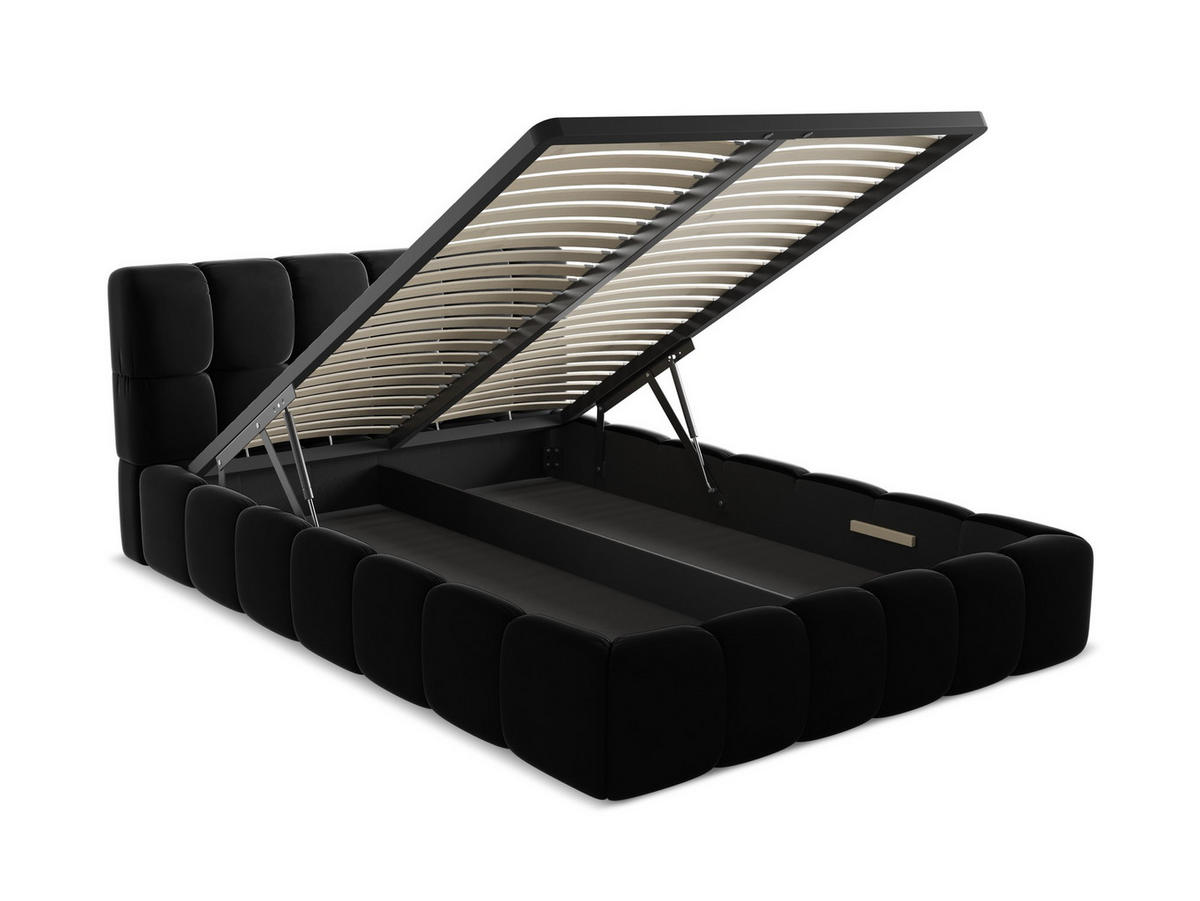 POLSTERBETT mit Bettkasten und Lattenrost 160x228 Schwarz - Schwarz, Kunststoff/Textil (140/200cm) - Makamii