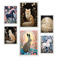 POSTER Set Mit 6 Blumentiere A3 & A4 Weißer Rahmen - Weiß, Papier (29/3cm) - Nacnic