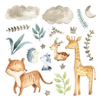 WANDAUFKLEBER 130x218cm - Tierische Natur - Multicolor, Kunststoff (130/218/0.1cm) - Wallfluent