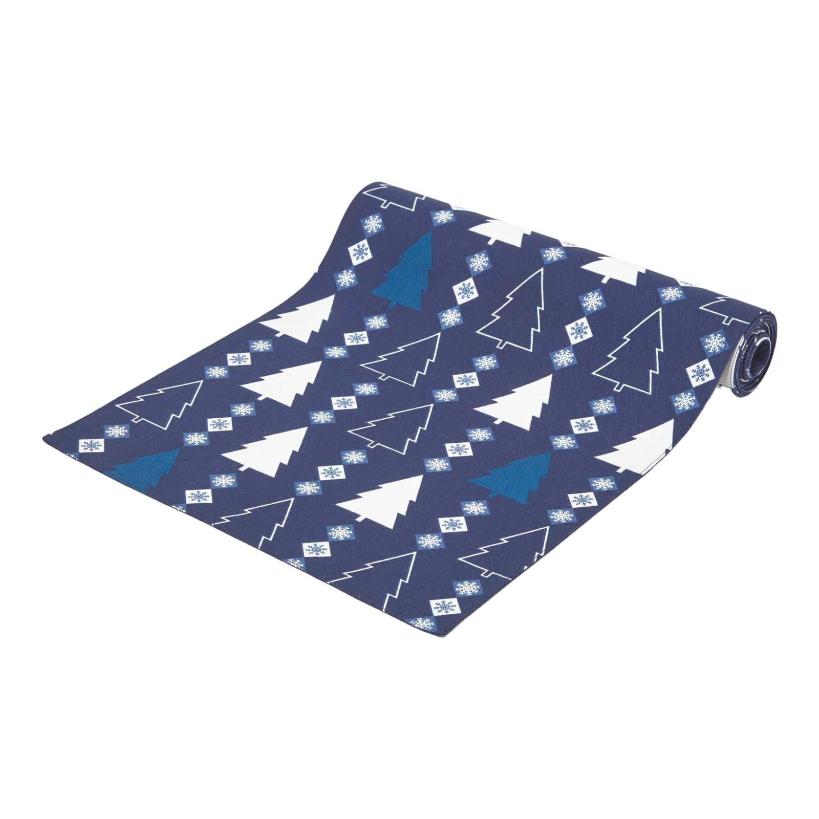 TISCHLÄUFER Weihnachten – Winterland blau, 35/180 cm, 100% Baumwolle - Blau, Textil (35/180cm) - Homescapes