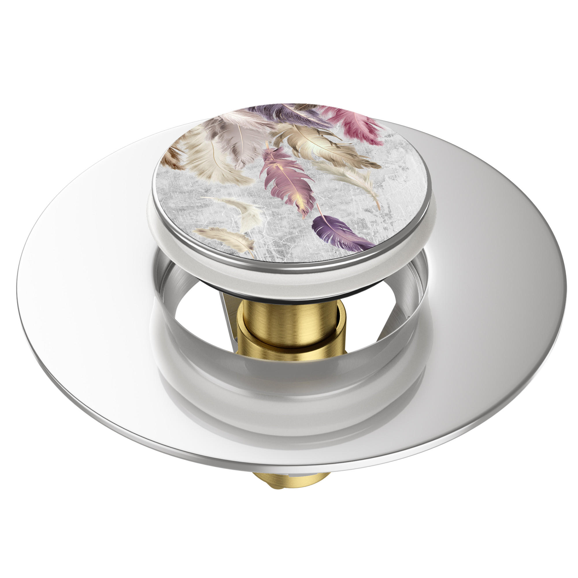 WASCHBECKENSTÖPSEL Pop-Up Federn - Lila, Metall (6/4/5cm) - Sanilo