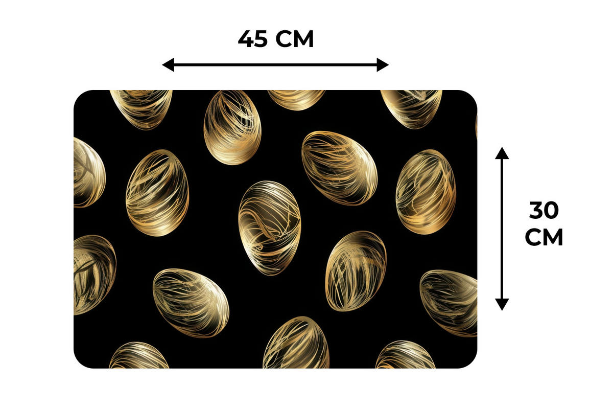 PLATZSETS 6er-Set Eier - Gold - Muster Placemats 45x30 cm - Schwarz, Kunststoff (0.3/45/30cm) - MuchoWow