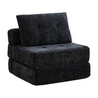 SCHLAFSESSEL klappbar 79x180 cm Chenille Schwarz - Schwarz, Kunststoff (79/57/79cm) - Beauniv