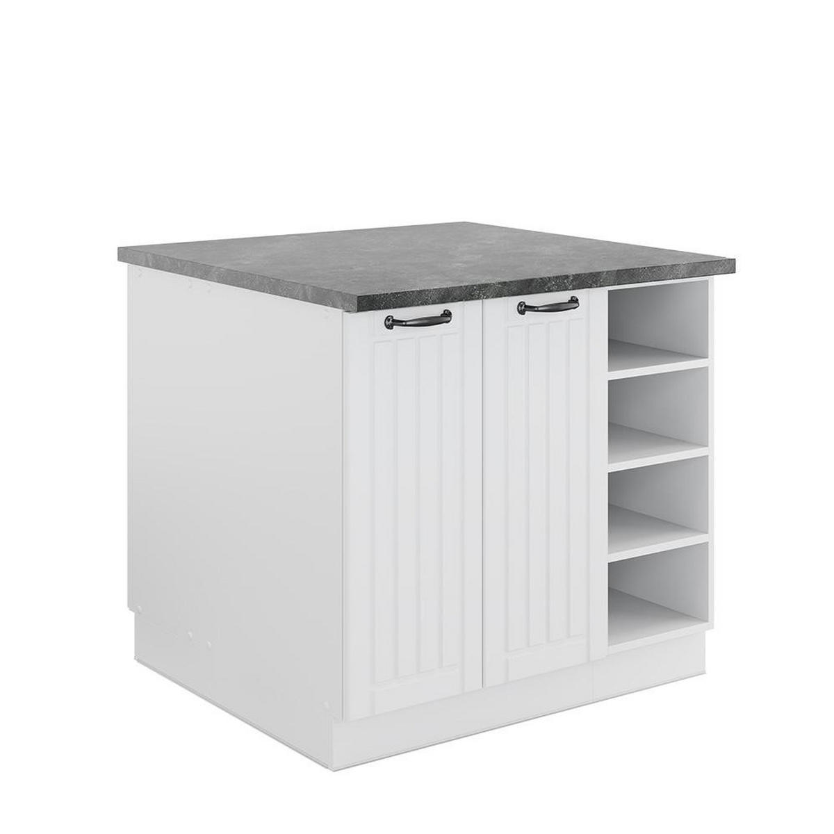 KÜCHENINSEL Fame-Line Weiß Landhaus/Weiß 90 cm ohne Arbeitsplatte - Weiß, Holzwerkstoff (90/82/82cm) - Vicco