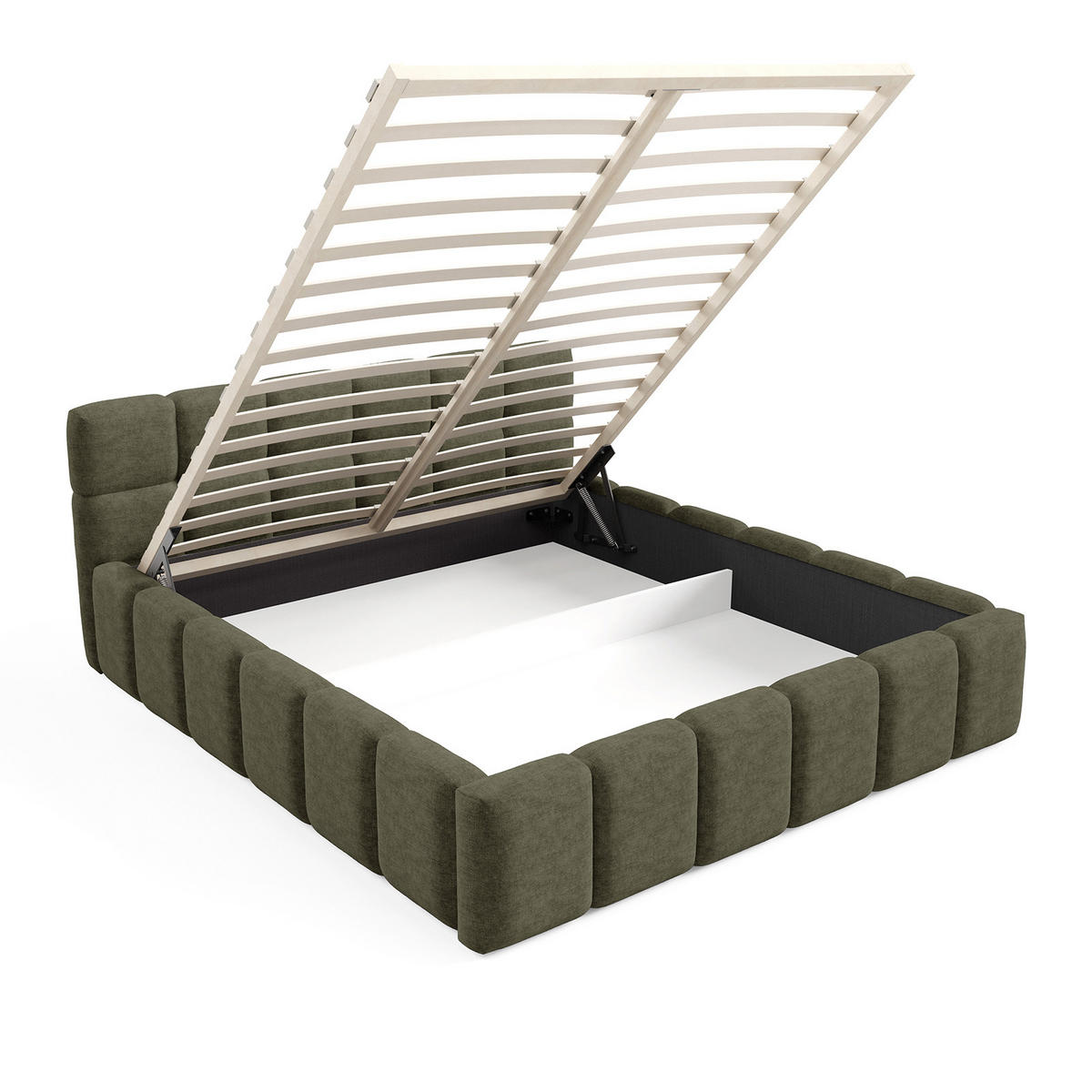 POLSTERBETT NUBO Premium 180x200 cm mit Bettkasten – PERFECT HARMONY 39 - Grün, Holz (180/200cm) - Dekori_Interiors