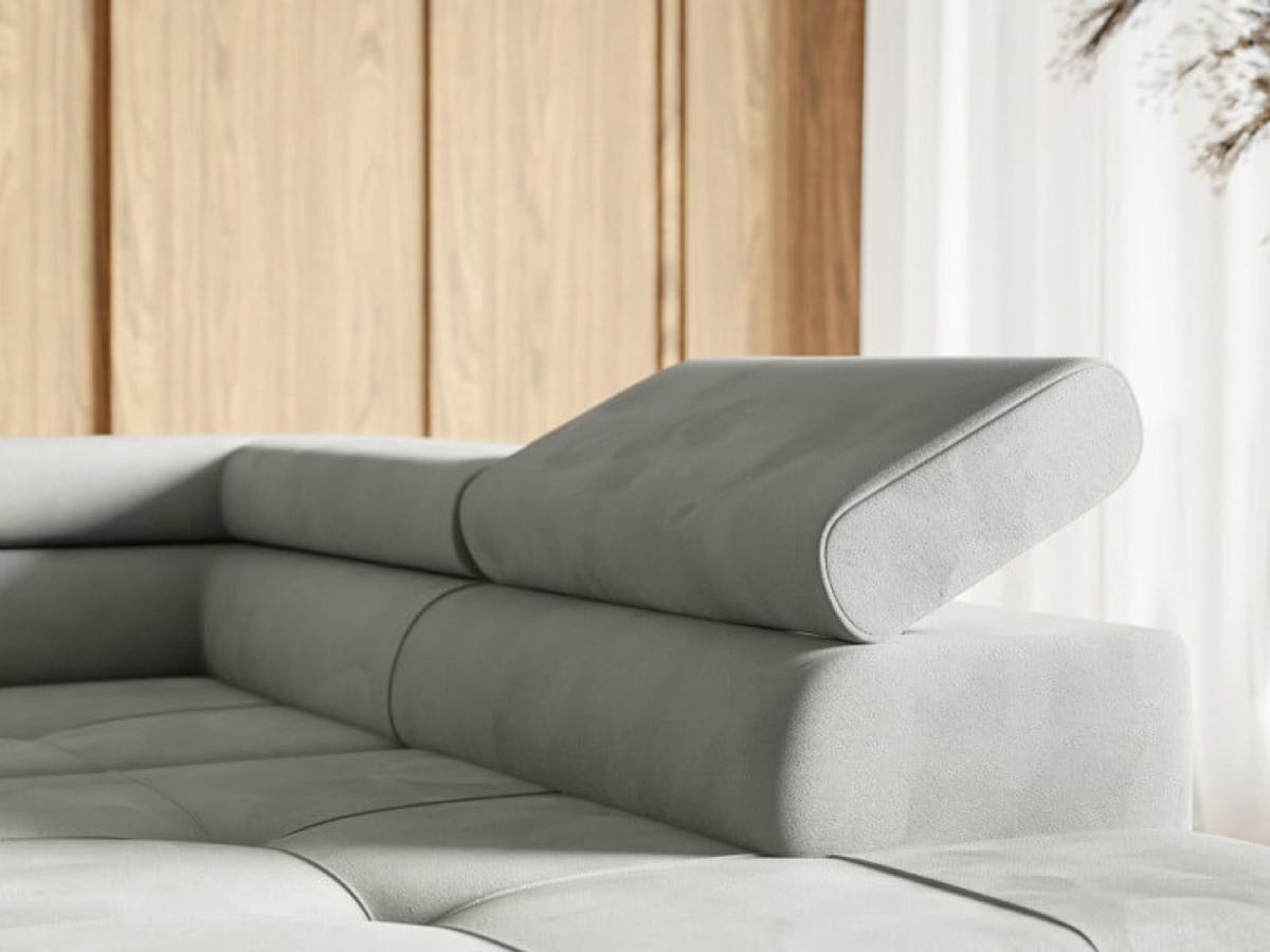 ECKSOFA Silber MERY P Ausziehbar Mit Verstellbaren Kopfstützen - Grau, Textil (250/200cm) - Sepro Meble