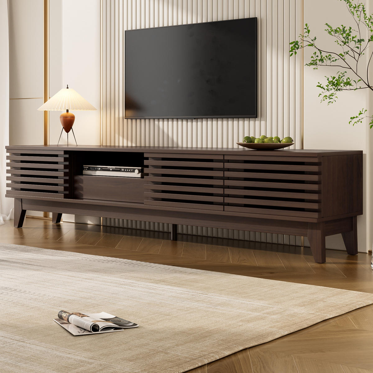 TV-LOWBOARD mit 3 Türen und 1 Schublade 170 cm Holzmaserung - Braun, Holzwerkstoff (35/40/170cm) - Beauniv