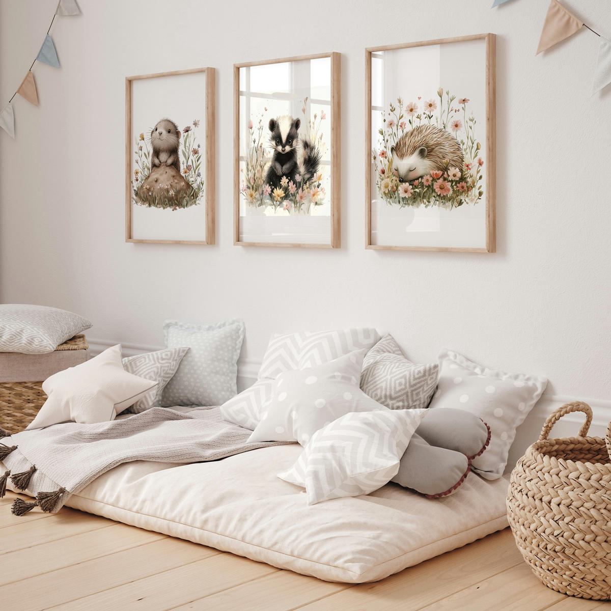 SADA PLAGÁTOV Do Detskej Izby Mackovia Mesiace Oblaky Hviezdy 3x Plagát A4 21 x 30 cm - oranžová/hnedá, papier (21/30/1cm) - Muralo