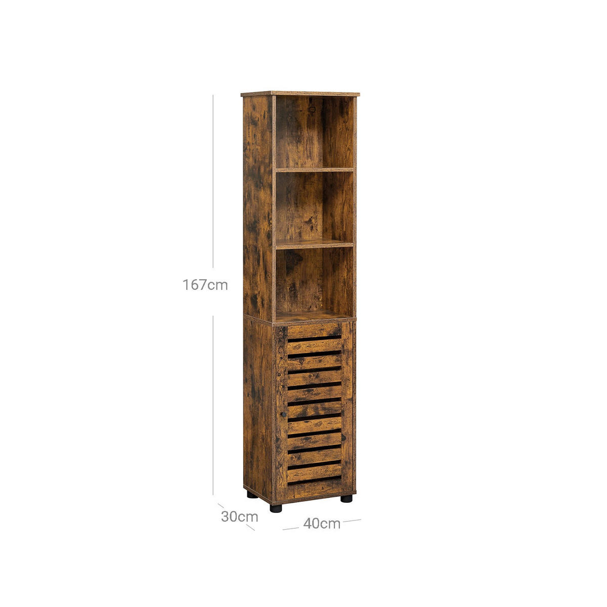 BADEZIMMERSCHRANK HOCHSCHRANK - Braun, Holzwerkstoff (30/167/40cm) - Hansiro