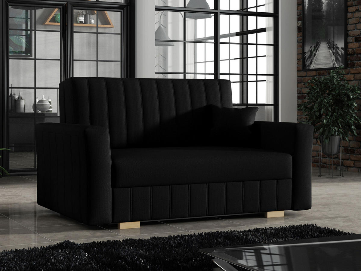 SCHLAFSOFA Viva Glam II - Schwarz/Naturfarben, Holz/Kunststoff (145/85/98cm) - MIRJAN24