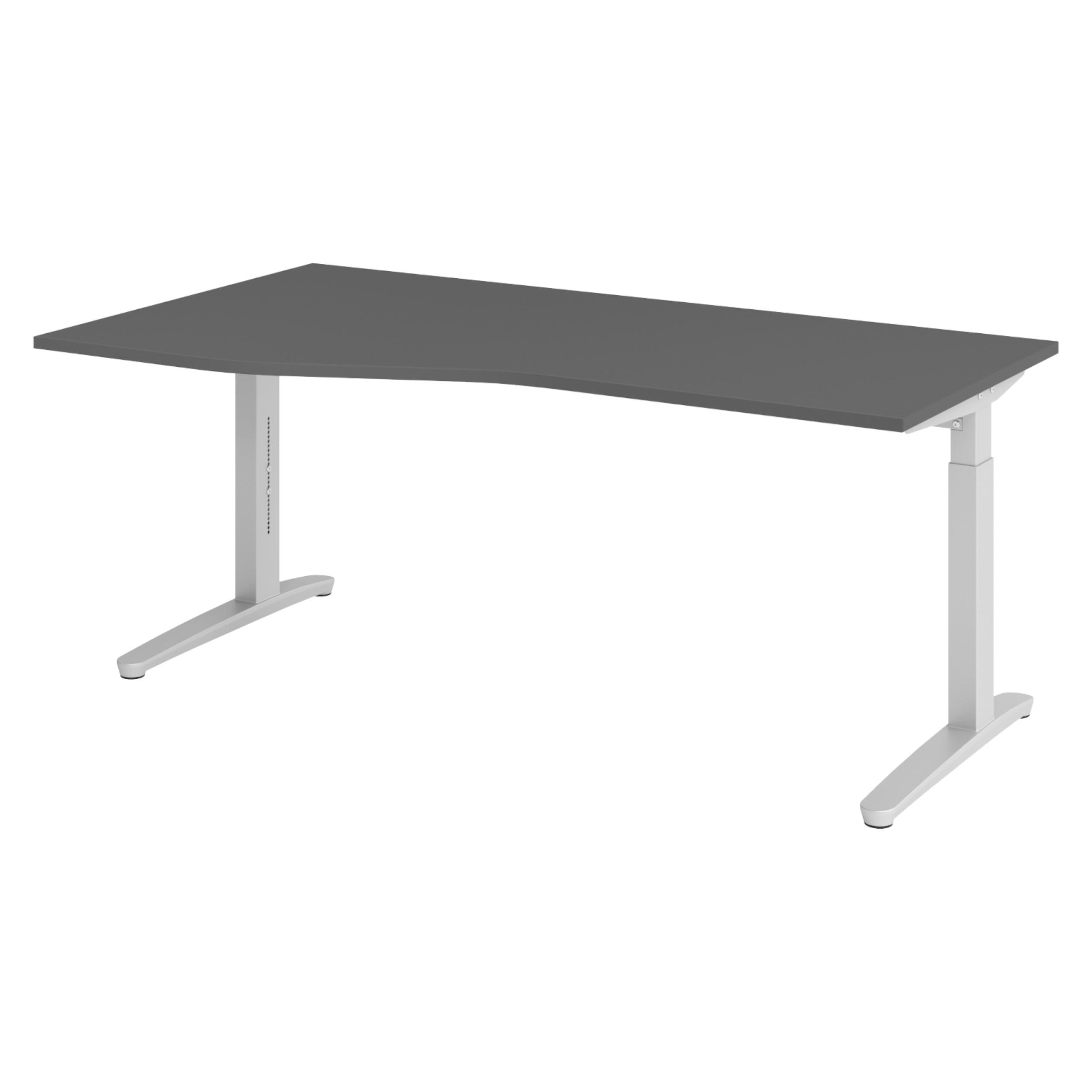bümö Schreibtisch Graphit, Silber 180x74x100 cm